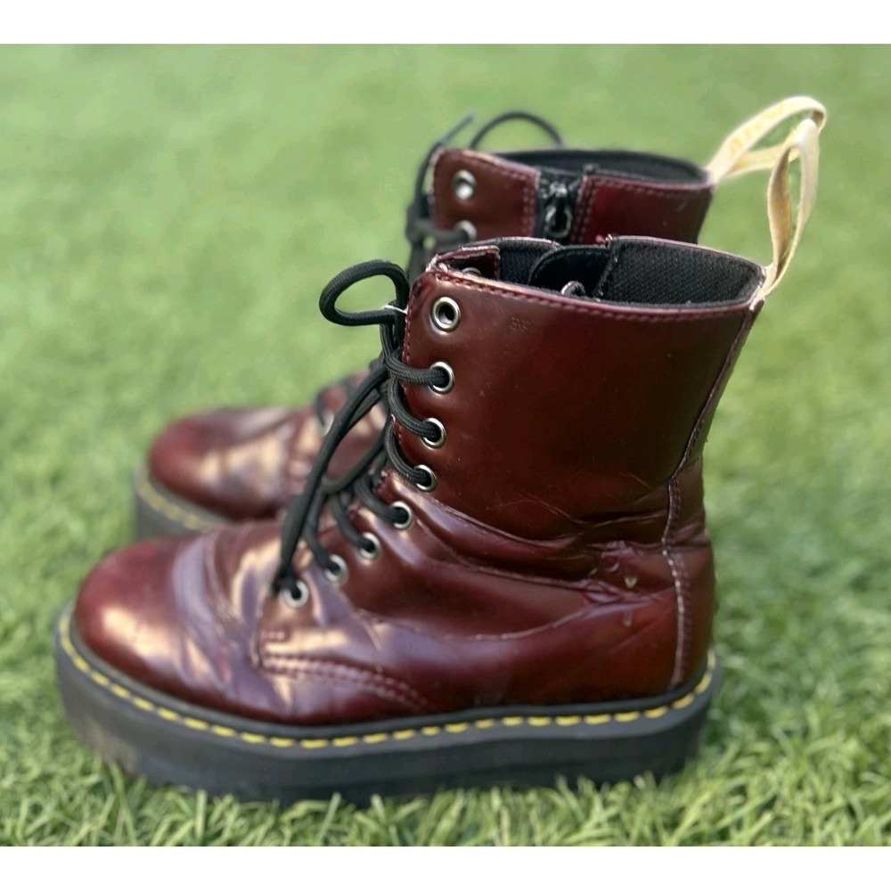 Dr. Martens V Jadon II Platform Boots‎ Red Vegan Leather Womens USL 7  **See